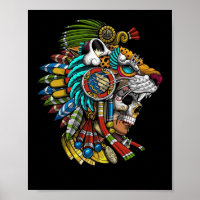 Aztec Skull Jaguar Warrior Mask Ancient Mayan