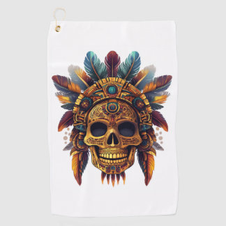Aztec Skull Relic Golf Towel
