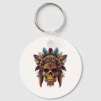 Aztec Skull Relic Key Ring