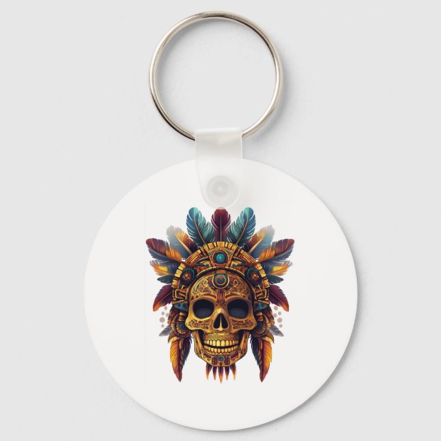 Aztec Skull Relic Key Ring (Front)