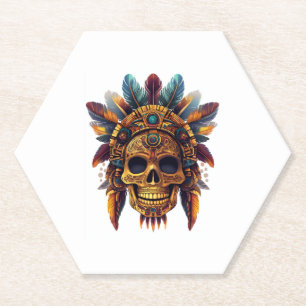 Aztec Skull Relic Paper Coaster