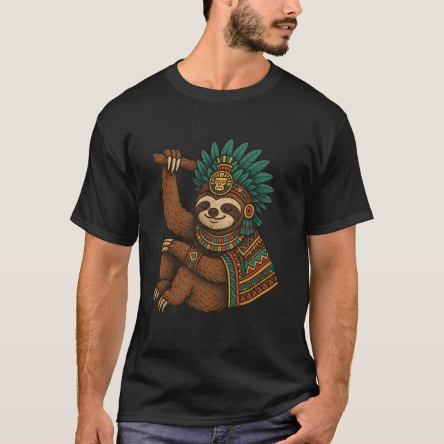 Aztec Sloth Art Mexican T-Shirt (Front)