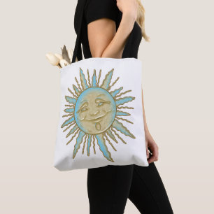 Aztec Smiling Sun Face   Tote Bag