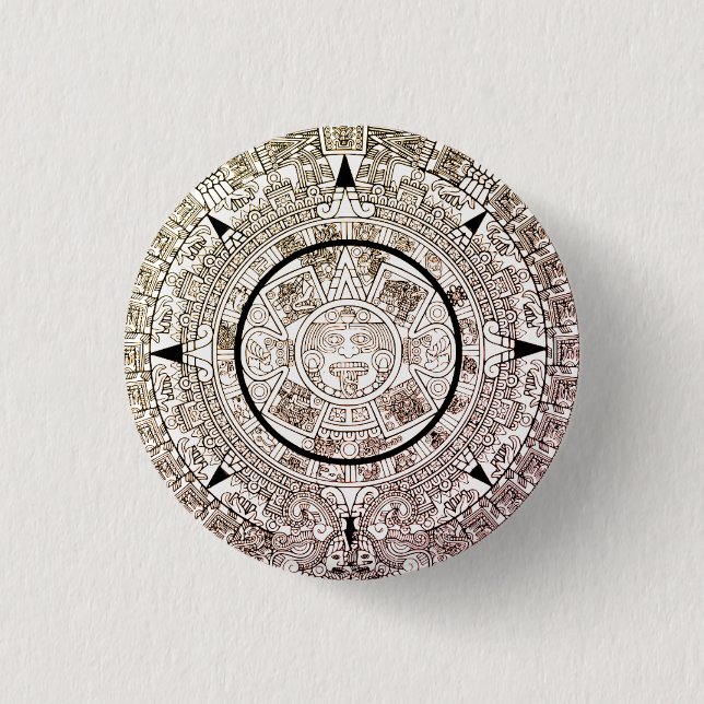 Aztec Solar Disc Calendar 3 Cm Round Badge (Front)