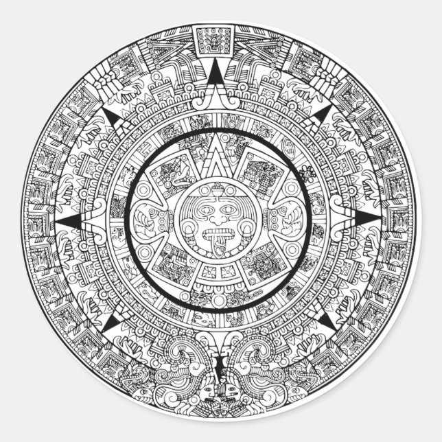 Aztec Solar Disc Calendar Classic Round Sticker (Front)