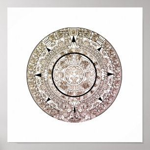 Aztec Solar Disc Calendar Poster