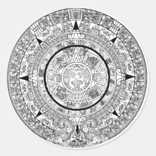 Aztec Solar Disk Calendar Classic Round Sticker