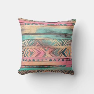 Aztec Southwestern Blue And Pink Tribal Cushion