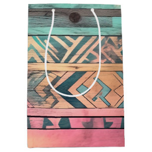 Aztec Southwestern Blue And Pink Tribal Medium Gift Bag