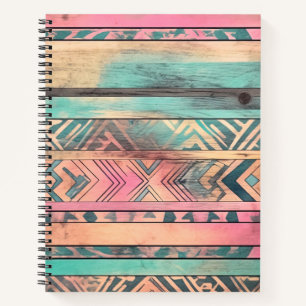 Aztec Southwestern Blue And Pink Tribal Notebook