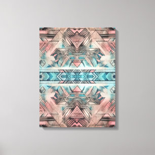 Aztec Southwestern Pastel Pink And Blue Canvas Print