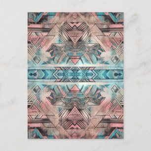 Aztec Southwestern Pastel Pink And Blue Postcard