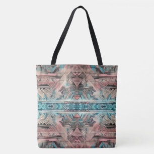 Aztec Southwestern Pastel Pink And Blue Tote Bag