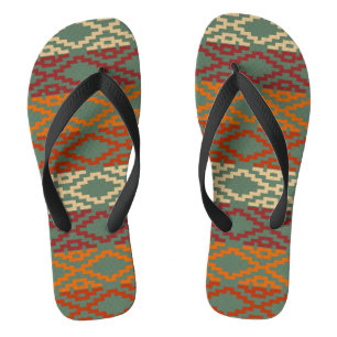 Aztec Southwestern Tribal Diamonds Flip Flops