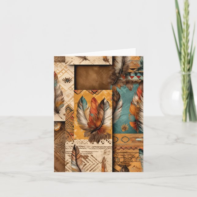 Aztec Southwestern Tribal Feathers Card (Front)