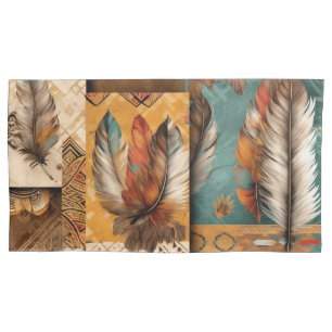 Aztec Southwestern Tribal Feathers Pillowcase