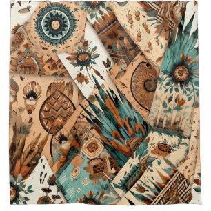 Aztec Southwestern Tribal Feathers Shower Curtain