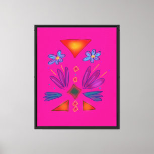Aztec Spaceman Colourful Art Pink Canvas Print