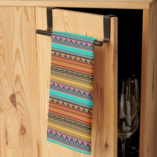 Aztec stripes kitchen towel (Thirds Fold)