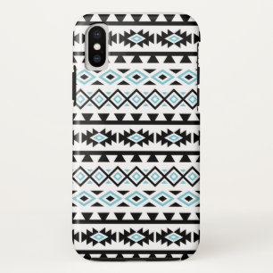 Aztec Stylised Big Pattern II Black Blue White iPhone X Case