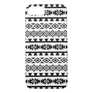 Aztec Stylised Big Pattern II Black on White iPhone 8/7 Case