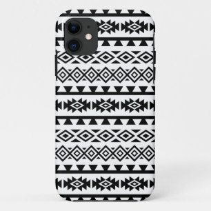 Aztec Stylised Big Pattern II Black on White iPhone 11 Case