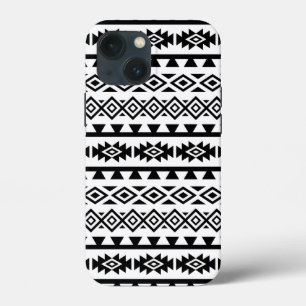 Aztec Stylised Big Pattern II Black on White iPhone 13 Mini Case