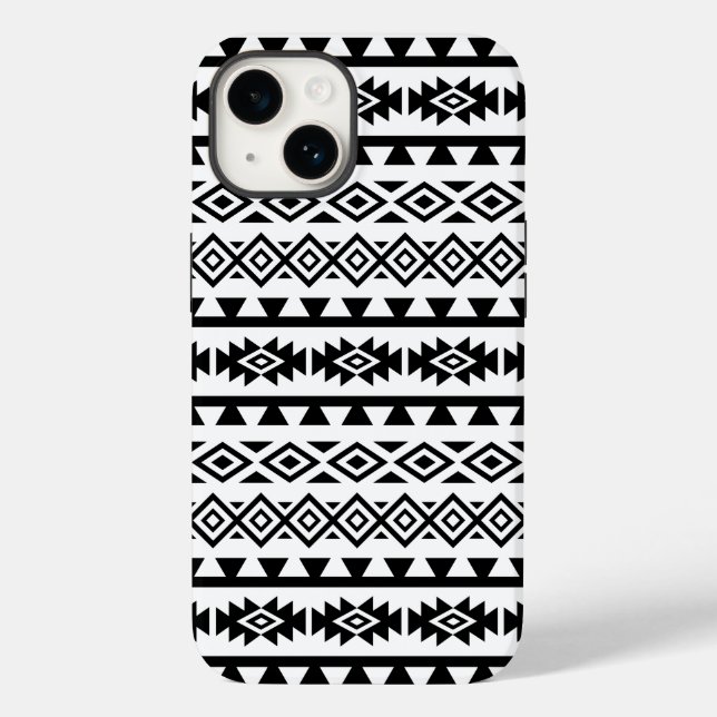 Aztec Stylised Big Pattern II Black on White Case-Mate iPhone Case (Back)