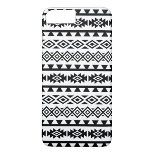 Aztec Stylised Big Pattern II Black on White iPhone 8 Plus/7 Plus Case