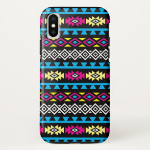 Aztec Stylised Big Pattern II CMYBW iPhone X Case