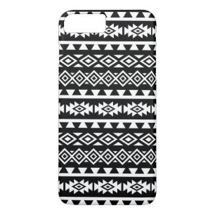 Aztec Stylised Big Pattern II White on Black iPhone 8 Plus/7 Plus Case