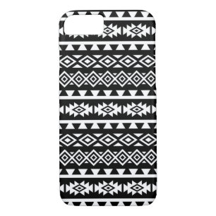 Aztec Stylised Big Pattern II White on Black iPhone 8/7 Case