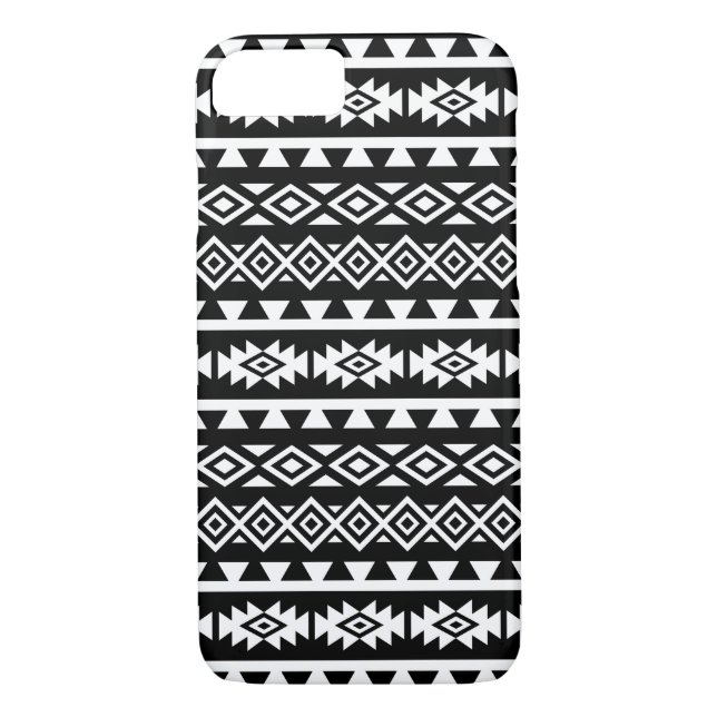 Aztec Stylised Big Pattern II White on Black Case-Mate iPhone Case (Back)