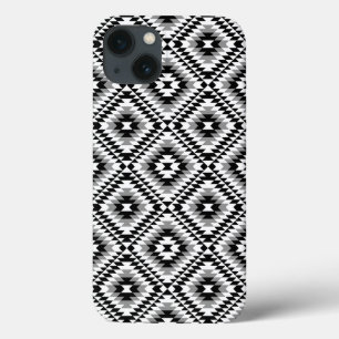 Aztec Stylised BW+Grey Symbol Pattern iPhone 13 Case