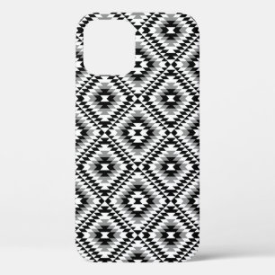 Aztec Stylised BW+Grey Symbol Pattern iPhone 12 Pro Case