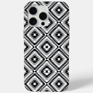 Aztec Stylised BW+Grey Symbol Pattern iPhone 15 Pro Max Case