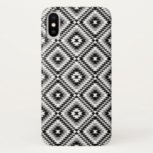Aztec Stylised BW+Grey Symbol Pattern iPhone X Case