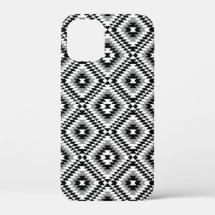 Aztec Stylised BW+Grey Symbol Pattern iPhone 12 Mini Case