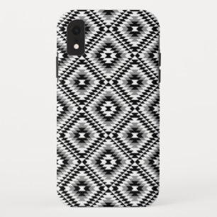 Aztec Stylised BW+Grey Symbol Pattern iPhone XR Case