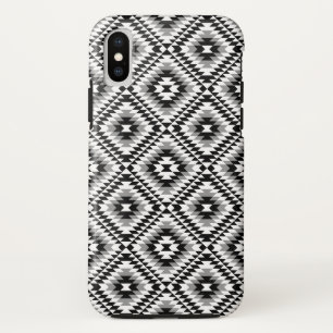 Aztec Stylised BW+Grey Symbol Pattern iPhone XS Case