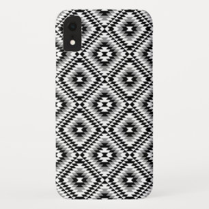 Aztec Stylised BW+Grey Symbol Pattern iPhone XR Case