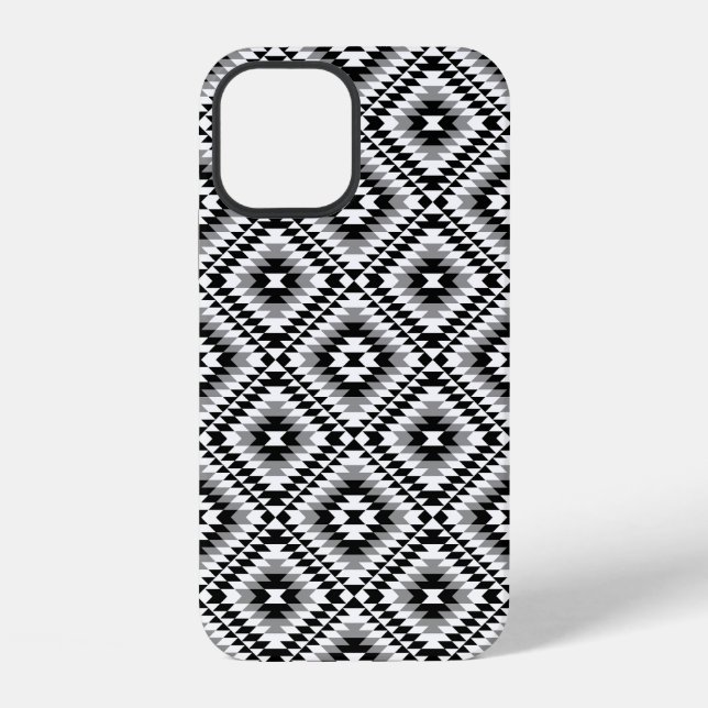 Aztec Stylised BW+Grey Symbol Pattern iPhone Case (Back)