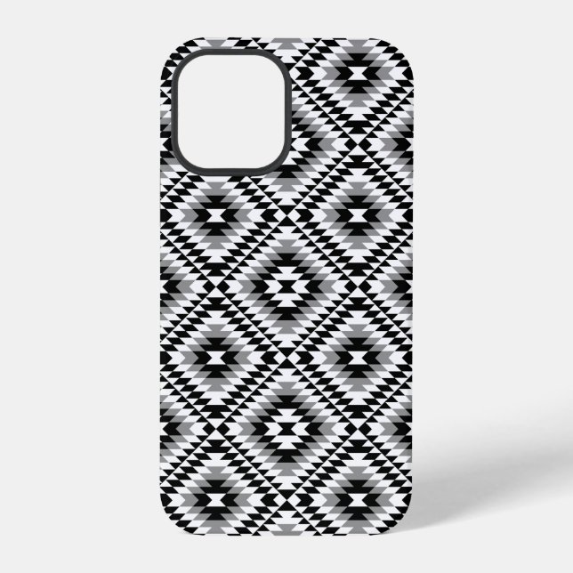 Aztec Stylised BW+Grey Symbol Pattern iPhone Case (Back)