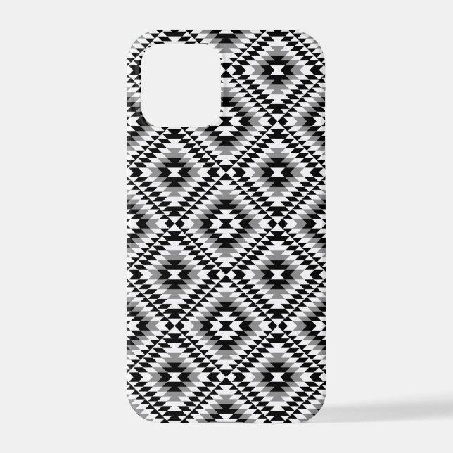 Aztec Stylised BW+Grey Symbol Pattern iPhone Case (Back)