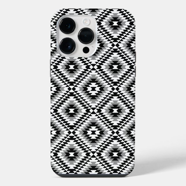 Aztec Stylised BW+Grey Symbol Pattern iPhone Case (Back)