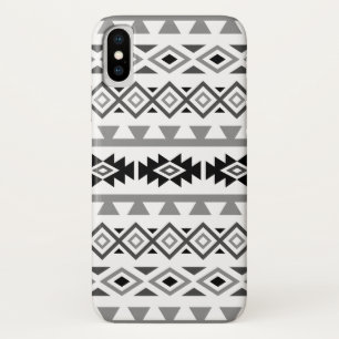 Aztec Stylised Lg Pattern II Monochrome iPhone X Case