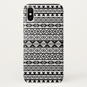 Aztec Stylised Pattern Black & White iPhone X Case