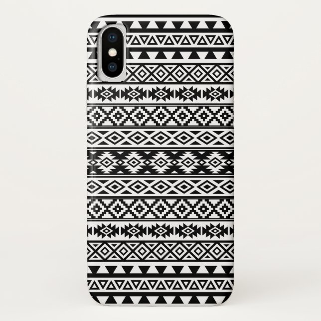 Aztec Stylised Pattern Black & White Case-Mate iPhone Case (Back)
