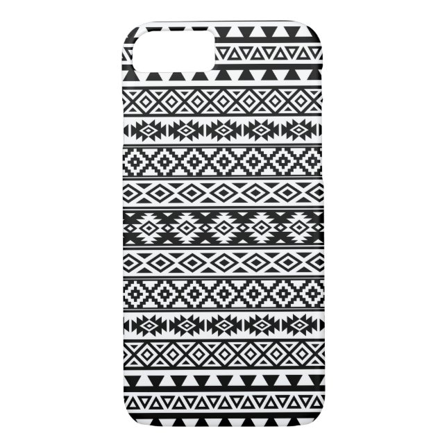 Aztec Stylised Pattern Black & White Case-Mate iPhone Case (Back)