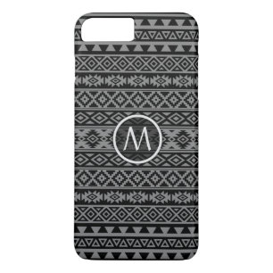 Aztec Stylised Ptn Blk & Grey I (Personalised) iPhone 8 Plus/7 Plus Case